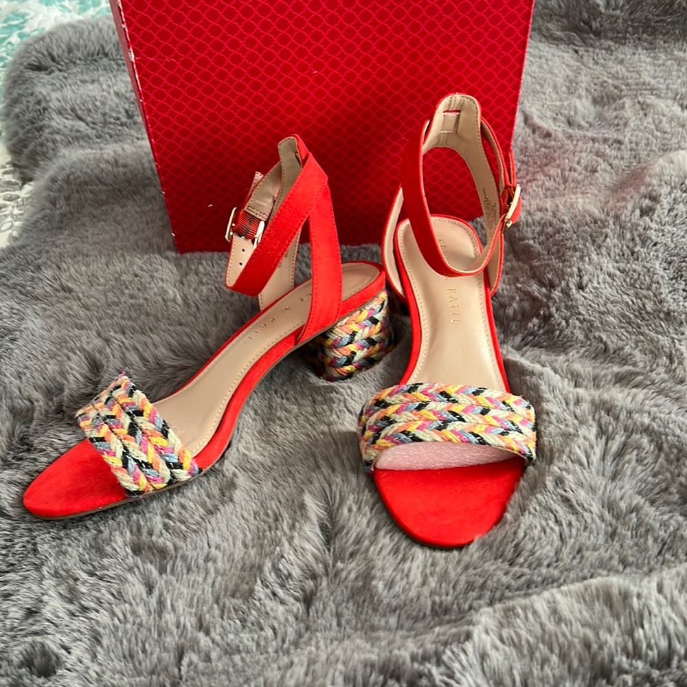 Kelly and Katie Heel Sandals - Rainbow Jute size 6